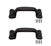 Fuxxer® Set of 2 Solid Rustic Door Handles Furniture Handles Drawer Handles Cabinet Handles Iron Antique Design 140x38mm Black