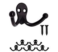 FUXXER® - Solid Antique Double Hooks, Coat Hooks, Towel Hooks, Clothes Hooks, Iron Hooks, Brass Bronze Design, Vintage Country House Retro, Set of 5