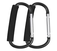 Fuyamp 2 Pack Buggy Clips Pram Hooks Stroller Carabiner,6.3” Black Pushchair Hook Clip,Universal Large Baby Carriage Hook Buggy Hook Stroller Accessories for Hanging Diaper and Shopping Bags
