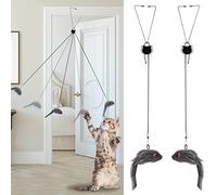 Fuyamp 2 Packs Door Hanging Cat Toys - Interactive Mice Chasing Exercise Toys for Indoor Kitten