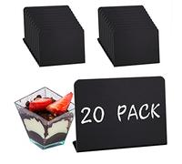 Fuyamp 20 Pcs Mini Chalkboard Signs,Small Black Chalkboard Signs for Labeling,Table Top Menu Blackboard with Base,Message Tabletop Board for Food Pricetags Weddings Party Bakery,10 x 7.5cm