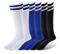 Fuyamp 3 Pairs Kids Football Socks - 3 Colors Breathable Soccer Socks for Sporting, Running, Training - Long Socks for Children Aged 5-12