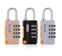 Fuyamp 3 Pcs Combination Padlock, Waterproof Padlocks for School Gym Locker, Gate, Shed, Resettable 4 Digit Code Zinc Alloy Security Locks for Travel Suitcase Luggage (Black Yellow Gray)