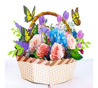 Fuyamp 3D Pop Up Card for Women, Flowers Basket Birthday Card, Mothers Day Card, Valentines Day Card, Mum Birthday Cards, Gift Greeting Card for Women, Sister, Wife, Grandma, Teacher