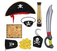 Fuyamp 8 Pieces Pirate Costume Accessories Set for Halloween Caribbean Fancy Dress Up Party Cosplay Toy Prop for Boys Girls