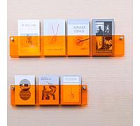 FUYAO 2Pack Acrylic Floating Magazine Storage Shelves, Wall Mounted Bookshelf Clear Acrylic Design For Home Office Room Display(Size:40cm+60cm,Color:Orange)