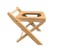 FUYAO Folding Commode All Solid Wood Folding Toilet Chair, Portable Camping Toilet Stool, Mobile Bathroom Shower Chair for Disabled People The Elderly