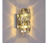 FUYAO Modern LED Crystal Wall Lamps, 3 Colors Dimmable Transparent Crystal Wall Light, Wall Lighting for Corridor, Bedroom Bedside Wall Light