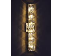 FUYAO Modern LED Crystal Wall Lamps, 3 Colors Dimmable Transparent Crystal Wall Light, Wall Lighting for Corridor, Bedroom Bedside Wall Light