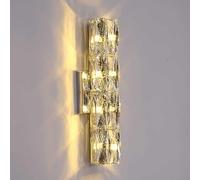 FUYAO Modern LED Crystal Wall Lamps, 3 Colors Dimmable Transparent Crystal Wall Light, Wall Lighting for Corridor, Bedroom Bedside Wall Light
