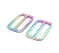 FUYEJIA Metal Rainbow Swivel Snaps Hooks with rainbow d rings and Tri-Glides rainbow purse hardware Slide Buckles, 38mm Rainbow Slide Buckle, 38MM