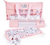 FUYIHGL® 3PCS Mah Jongg Storage Organizer Set: Empty American Mahjong Tiles Tote Bag | Pink Carrying Pouch with Zipper | Clear Rack and Pushers Sleeve Case - Game Night Mahjongg Accessories and Gifts