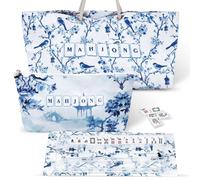 FUYIHGL® 3PCS Mahjong Bag Set: Chinoiserie American Mah Jong Carrying Bag for Tile and Rack - Tote Bag, Zippered Carrying Case, Rack and Pushers Pocket - Game Night Mah-jongg Accessories and Gifts
