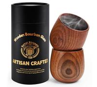 FUYIHGL Charred Oak Whiskey Glasses Set of 2: Wooden Bourbon Drinking Tumbler Old Fashioned Cups with 2 Ice Cubes - Home Bar Husband Birthday Anniversary Dad Fathers Day Whiskey Lovers Gifts for Men