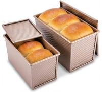 FUYIHGL® Pullman Bread Loaf Pan with Lid: 2lb+1lb Deep Bread Pans for Homemade Bread - Nonstick Corrugated Carbon Steel Toast Box for Sandwich, Sourdough, Shokupan, Milk Bread
