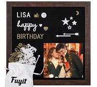 Fuyit Felt Letter Board Black 12 x 12 inch Soft and Flexible EVA Memo Board for Photo Display with Total 600 Changeable Characters and One Stand and Storage Bag for Home Kitchen Classroom Business