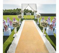 FUYITE Natural Burlap Wedding Aisle Runner, 36" x 20ft, Lace Trim, Jute, Vintage, Rustic Charm, Wedding Runner Aisle Outdoor