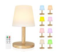 FUYO Portable Table Lamp, Dimmable RGB Table Lamp with Wood Base, Rechargeable Battery Operated Cordless Lamp Bedside Nightstand Lamp for Living Room/Bedroom/Home/Office (Wood Grain)
