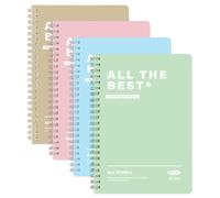 FUYOAL 4 Pack Spiral Notebook A5, 120 Pages 60 Sheets Alphabet Cover Wirebound Notebooks Bulk Journals, 7.9 * 5.5 inch Lined Notebook for Business Office School Travel