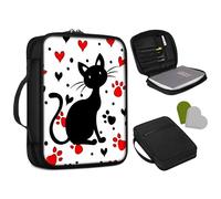FUYOCWE Bible Cover Case,Cartoon Cat Bible Carrying Case for Women Girls,Red Heart Pawprint Bible Holder Case Book Cover Bible Carrier Church Tote Bags with Zipper Pocket & Handle