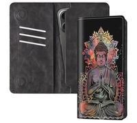 FUYOCWE Bifold Wallet for Men Women,RFID Blocking PU Leather Long Wallet Clutch Bag with Money Phone Pockets + Card Slots+ Dual Magnetic Clasp Closure, Buddha, 7.36x3.9 inches, Classic