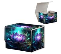 FUYOCWE Card Deck Box,MTG Commander Deck Box 100+ Double Sleeved Cards Storage,Magnetic Snap Leather Trading Card Case Oragnizer for TCG/CCG/Magic/Sports Cards-Dark Lotus Flower