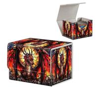 FUYOCWE Card Deck Box,MTG Commander Deck Box 100+ Double Sleeved Cards Storage,Magnetic Snap Leather Trading Card Case Oragnizer for TCG/CCG/Magic/Sports Cards-dragon vector art