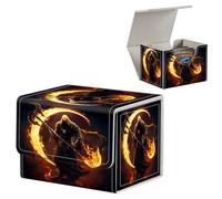 FUYOCWE Card Deck Box,MTG Commander Deck Box 100+ Double Sleeved Cards Storage,Magnetic Snap Leather Trading Card Case Oragnizer for TCG/CCG/Magic/Sports Cards-Grim Reaper with fired scythe
