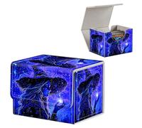 FUYOCWE Card Deck Box,MTG Commander Deck Box 100+ Double Sleeved Cards Storage,PU Leather Magnetic Snap TCG/CCG/Sports/Magic Trading Card Case Oragnizer-Fantasy Magic Girl Halloween
