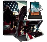 FUYOCWE Case for Amazon Fire HD 10 Tablet Case (13th Generation,2023 Release,10.1"), 360 Degree Rotating Swivel Stand PU Leather Smart Flip Cover w/Auto Sleep Wake-Bale Eagle on American Flag