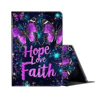 FUYOCWE Case for Amazon Kindle Fire HD 8 & 8 Plus Tablet Case (12th Generation/10th Gen,2024/2022/2020 Release,8") PU Leather Adjustable Folio Stand Smart Flip Cover-Hope Love Faith Butterflies