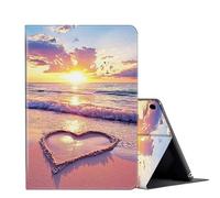 FUYOCWE Case for Galaxy Tab A9+/A9 Plus 11 inch 2023 Tablet,Slim Shockproof Case PU Leather Stand Cover for Samsung Tab A9 Plus SM-X210 X216 X218,Auto Wake/Sleep-Pink Sea Beach Love Heart