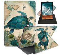 FUYOCWE Case for Samsung Galaxy Tab A8 Case 10.5 Inch Tablet 2022 Model SM-X200/X205/X207,360 Degree Rotating Swivel Anti Slide Stand Flip Smart Cover Case-Green Sea Turtle on a Map yyyy