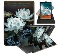 FUYOCWE Case for Samsung Galaxy Tab A8 Case 10.5 Inch Tablet 2022 Model SM-X200/X205/X207,360 Degree Rotating Swivel Anti Slide Stand Flip Smart Cover Case-White Lotus Flowers Blooming yyyy