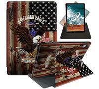 FUYOCWE Case for Samsung Galaxy Tab A8 Case 10.5 Inch Tablet 2022 Model SM-X200/X205/X207,360 Degree Rotating Swivel Anti Slide Stand Flip Smart Cover Case-Eagle on American Flag