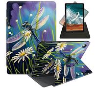 FUYOCWE Case for Samsung Galaxy Tab A8 Case 10.5 Inch Tablet 2022 Model SM-X200/X205/X207,360 Degree Rotating Swivel Anti Slide Stand Flip Smart Cover Case-Dragonfly on The Daisies Florals yyyy