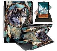 FUYOCWE Case for Samsung Galaxy Tab S8 Plus/ S7 FE 5G Tablet Case,360 Degree Rotating Swivel Stand Flip Smart Cover Case for Galaxy Tab S7 FE/ S8 Plus/ S7 Plus 12.4''-Dream Catcher Wolves