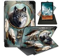 FUYOCWE Case for Samsung Galaxy Tab S8 Plus/ S7 FE 5G Tablet Case,360 Degree Rotating Swivel Stand Flip Smart Cover Case for Galaxy Tab S7 FE/ S8 Plus/ S7 Plus 12.4''-Wolf in a Dream Catcher