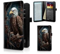 FUYOCWE Checkbook Cover for Men Women Check book Covers Holder for Personal Checkbook Register Duplicate Checks,RFID Blocking Leather Checkbook Wallets w/Elastic Strap, Eagle Hawk Bird of Prey