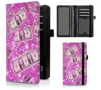 FUYOCWE Checkbook Covers for Personal Checkbook Business Checks, RFID Blocking Leather Checkbook Holder Check Book Register Cover wallet with Elestic Strap for women men, Pink Money, Classic