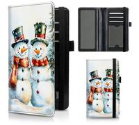 FUYOCWE Checkbook Covers for Personal Checkbook Business Checks, RFID Blocking Leather Checkbook Holder Check Book Register Cover wallet with Elestic Strap for women men, Snow Man Winter, Classic