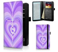 FUYOCWE Checkbook Covers for Personal Checkbook,Leather Check Book Cover for Men Women,Rfid Blocking Card Check Regiser Holder Wallet-Purple Faith Hearts