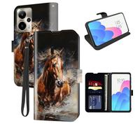 FUYOCWE for Cricket Outlast 5G 2024 Case Wallet for AT&T Motivate Pro 5G Phone Case with Card Holder Slot,Leather Flip Cover w/Kickstand+RFID Blocking+Magnetic Snap-Horse Run in The Water