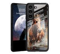 FUYOCWE for Galaxy S21 FE 5g Case,Horse Run in The Water Design for Samsung Galaxy S21 FE 5g Phone Case (6.4",2022),Shockproof Tough Dual Layer Soft TPU + Tempered Glass Back Cover