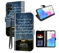 FUYOCWE for Galaxy S24 Ultra Case Wallet for Samsung Galaxy S24 Ultra 5G Phone Case with Card Holder,PU Leather Flip Cover w/Kickstand+RFID Blocking+Magnetic Snap-Bible Verse Isaiah 41:10