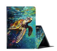 FUYOCWE for Galaxy Tab S9 FE 5G Case for Samsung Galaxy Tab S9 Tablet Case, PU Leather Slim Folio Stand Smart Flip Cover for Samsung TAB S9 FE 10.9"/S9 11 inch 2023-Sea Turtle Impressionism Art