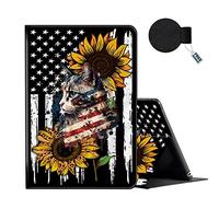 FUYOCWE for iPad 10th Generation Case 2022 iPad 10.9 Inch Case,Multi-Angle Slim Folio Stand Auto Wake/Sleep Smart Cover Cases for ipad 10 10.9 inch A2696/A2757/A2777-Cat Sunflower USA Flag
