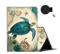 FUYOCWE for iPad 10th Generation Case 2022 Model A2696 A2757 A2777,Slim Multi-Angle Folding Folio Stand Smart Cover Case for ipad 10th Gen 10.9 inch,w/Auto Wake/Sleep -Green Sea Turtle on a Map