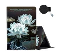 FUYOCWE for iPad 10th Generation Case 2022 Model A2696 A2757 A2777,Slim Multi-Angle Folding Folio Stand Smart Cover Case for ipad 10th Gen 10.9 inch,w/Auto Wake/Sleep -White Lotus Flowers Blooming