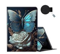 FUYOCWE for iPad 10th Generation Case 2022 Model A2696 A2757 A2777,Slim Multi-Angle Folding Folio Stand Smart Cover Case for ipad 10th Gen 10.9 inch,w/Auto Wake/Sleep -Blue Butterfly Set on White Rose